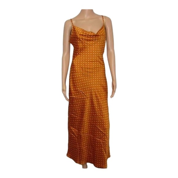 GUESS Eco Akilina Orange White Polka Dot Midi Slip Dress Small NWT - Picture 11 of 14